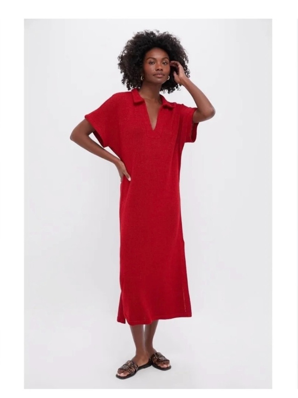 Pomander Place Maren Red Polo Knit Midi Dress